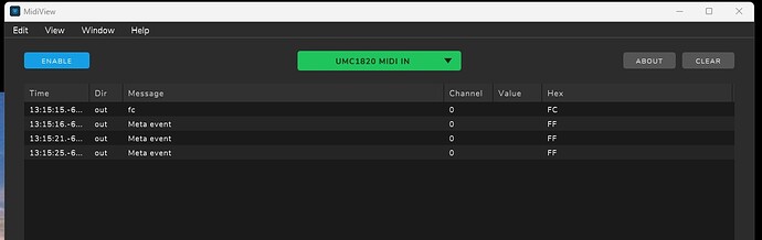 MIDI monitor program change buttons