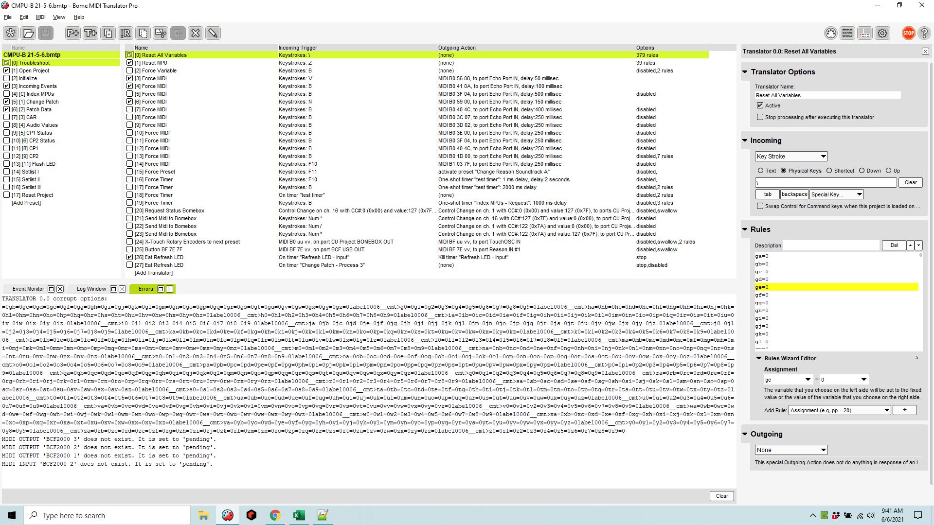 Corrupt Options On Loading Rules Initializing Variables Starting With X Bome Forum